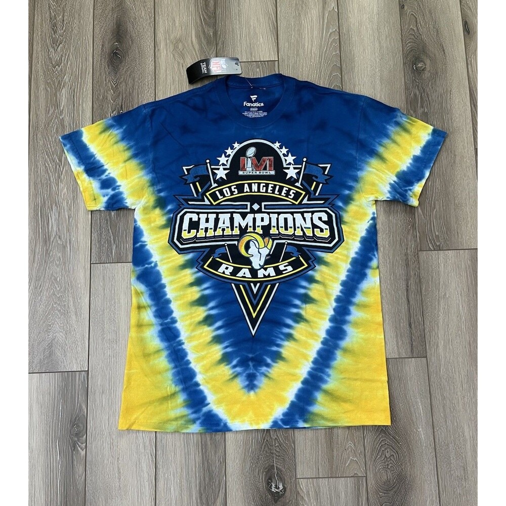 Los Angeles Rams Fanatics Super Bowl LVI Champs Tie Dye T-Shirt Mens Size Medium